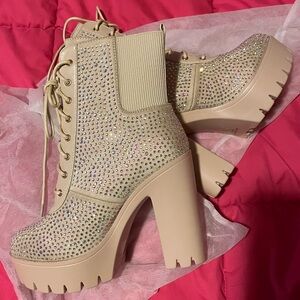Brand new rhinestone pull on boots